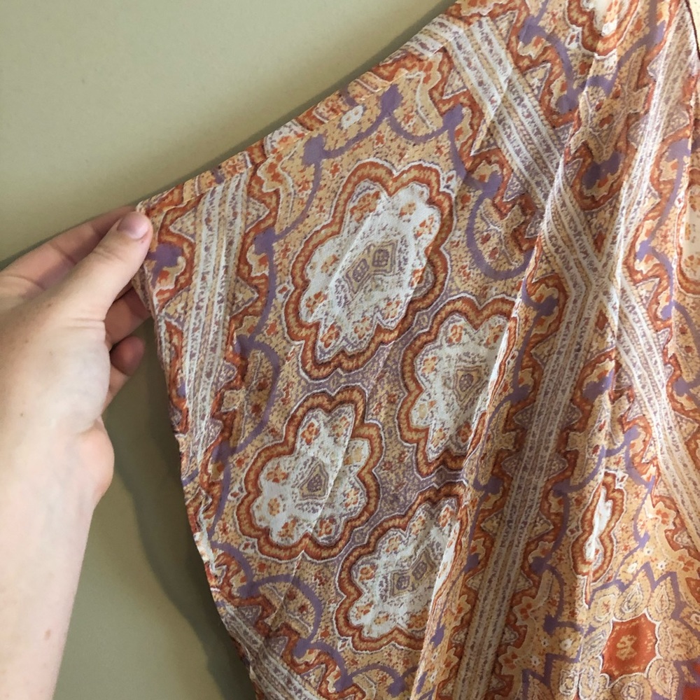 Anthropologie Maeve Orange Top M Boho Blouse Print - Picture 4 of 7